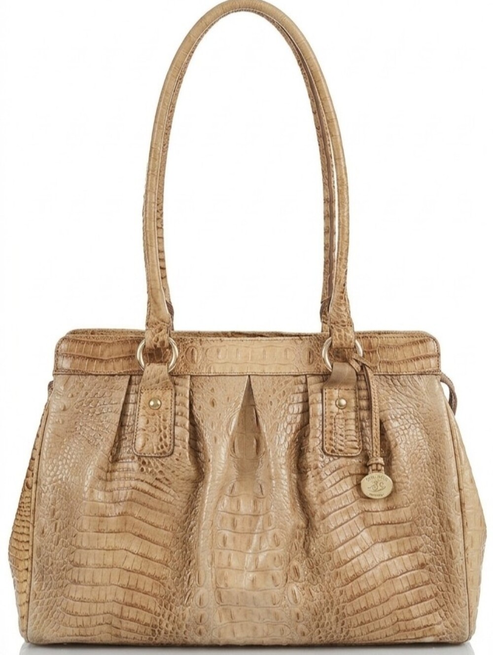 Vintage Brahmin Elouise Leather Shoulder Bag - Beige Croc